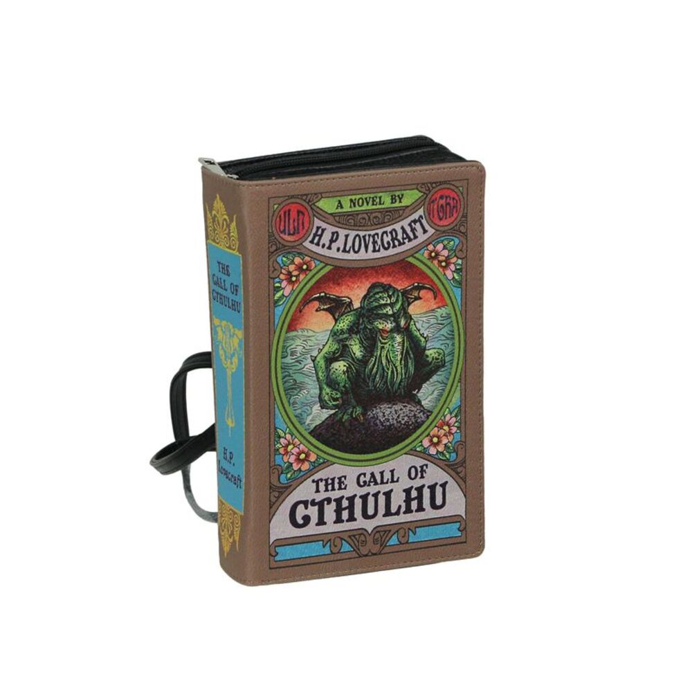 Brown Vinyl Call Of Cthulhu Lovecraft Book Handbag Clutch Purse Crossbody Bag